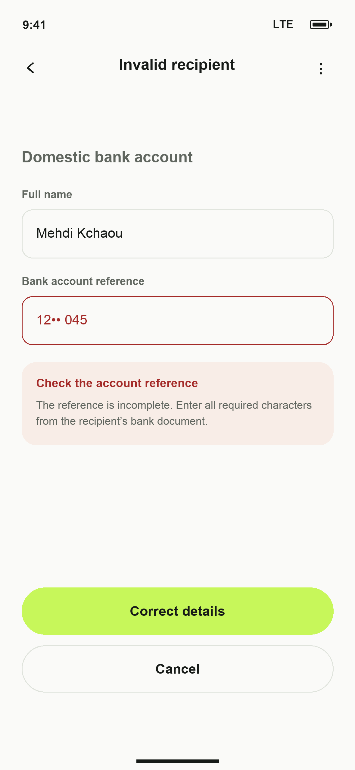 UI-39: DTB Invalid recipient in English