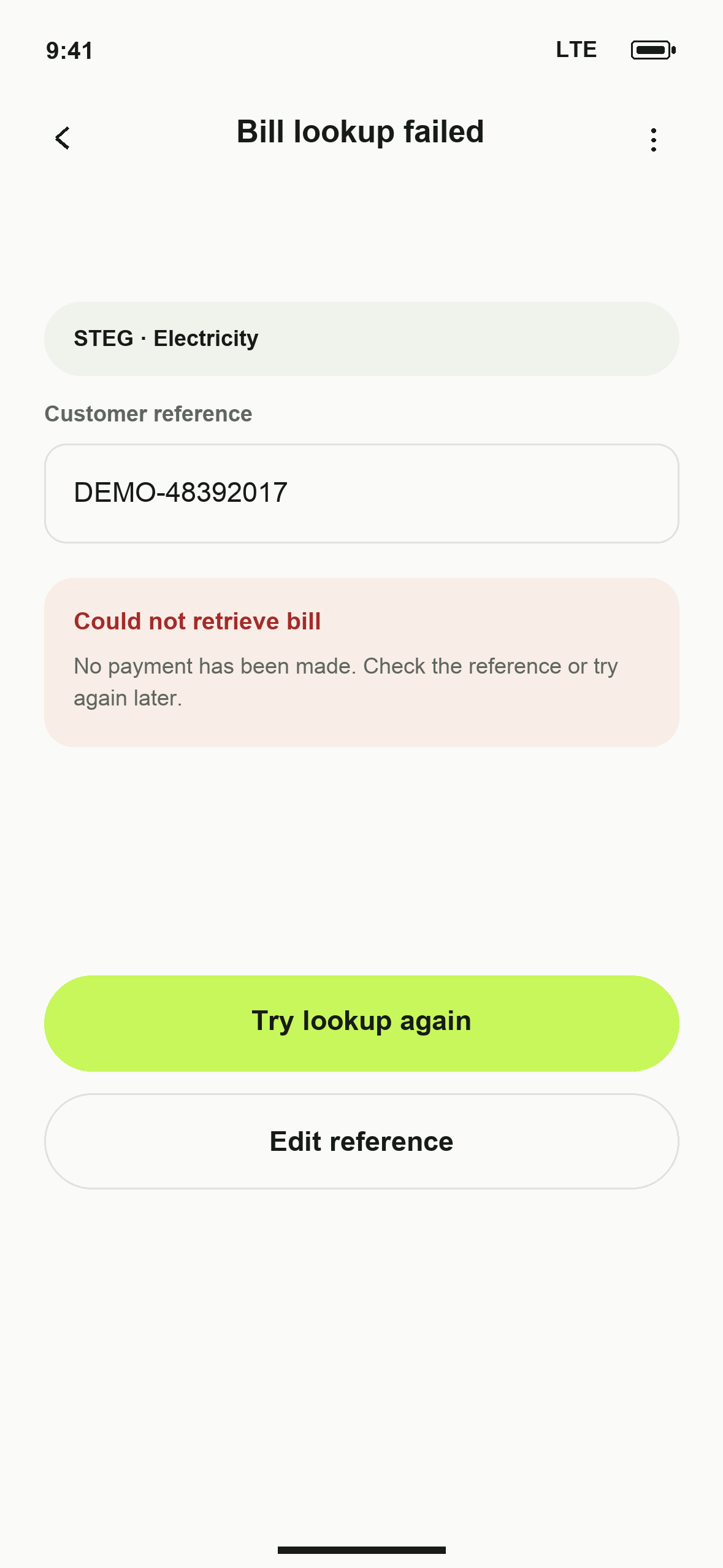 UI-41: DTB Bill lookup failed in English