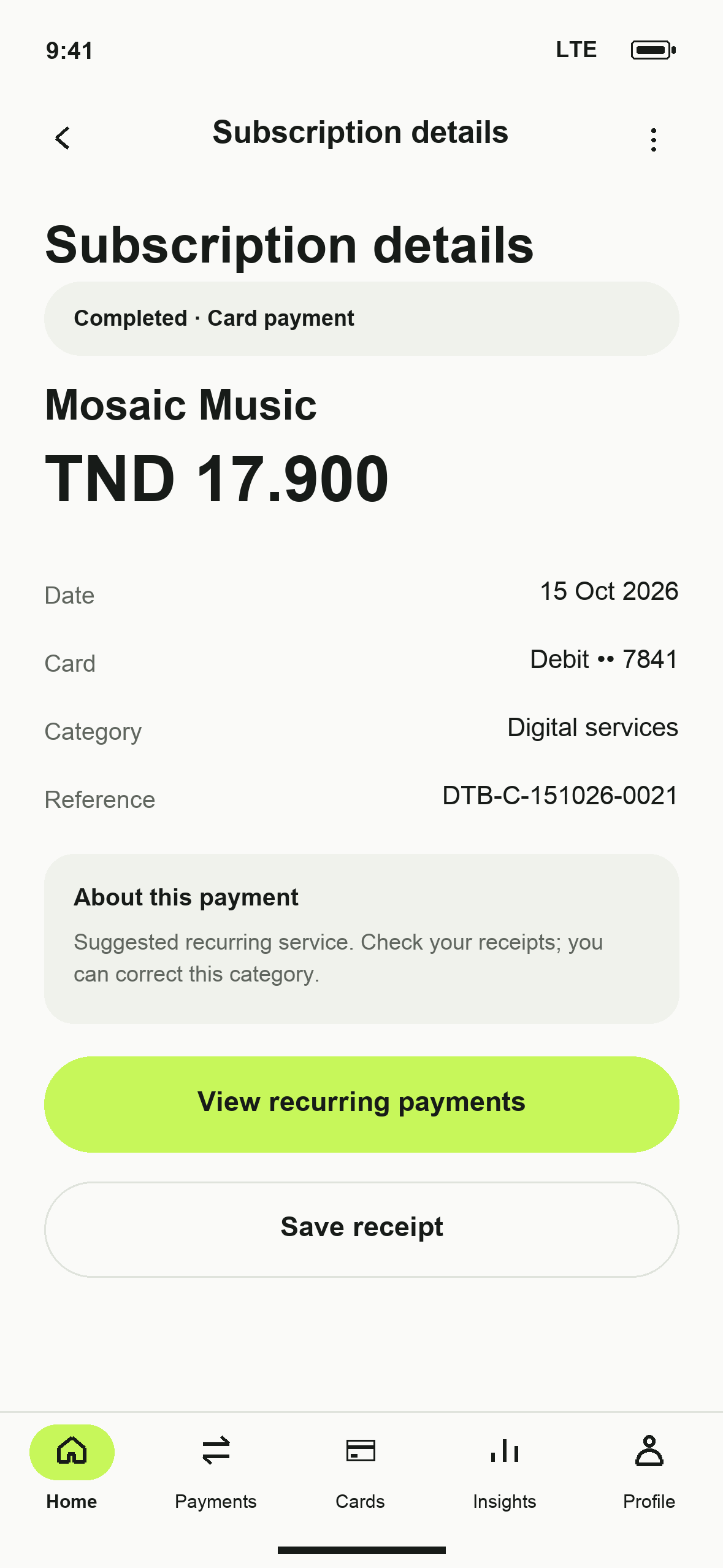UI-43: DTB Subscription details in English