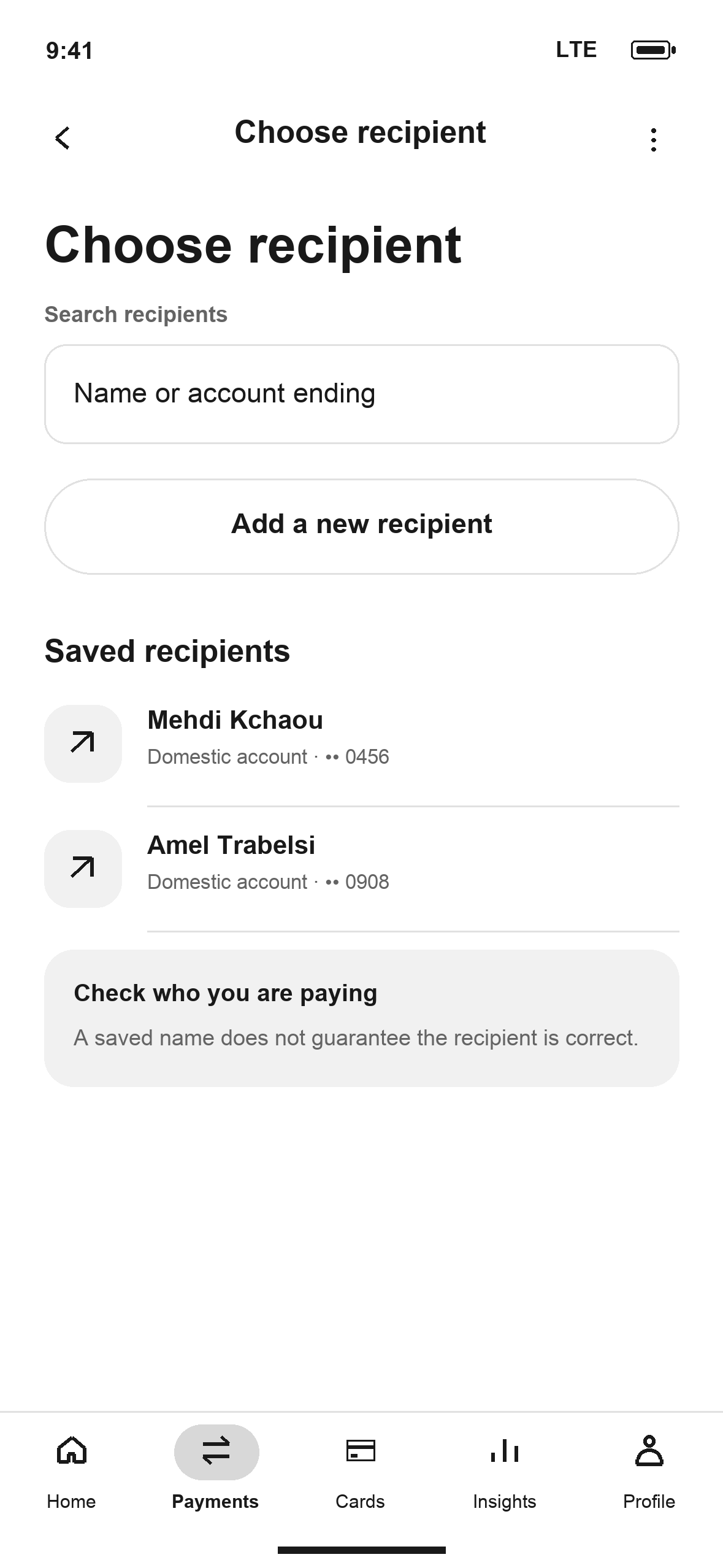 WF-12: DTB Choose recipient in English