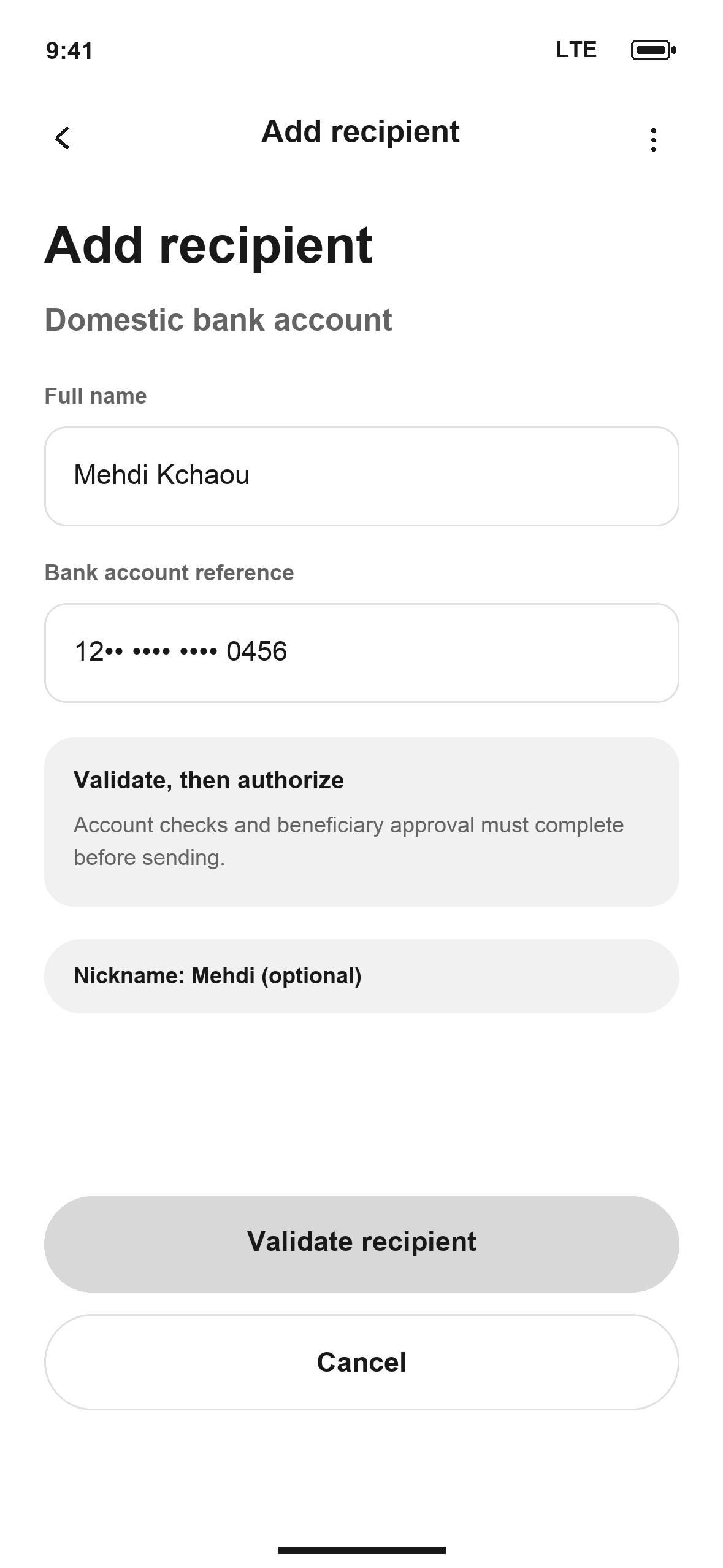 WF-13: DTB Add recipient in English