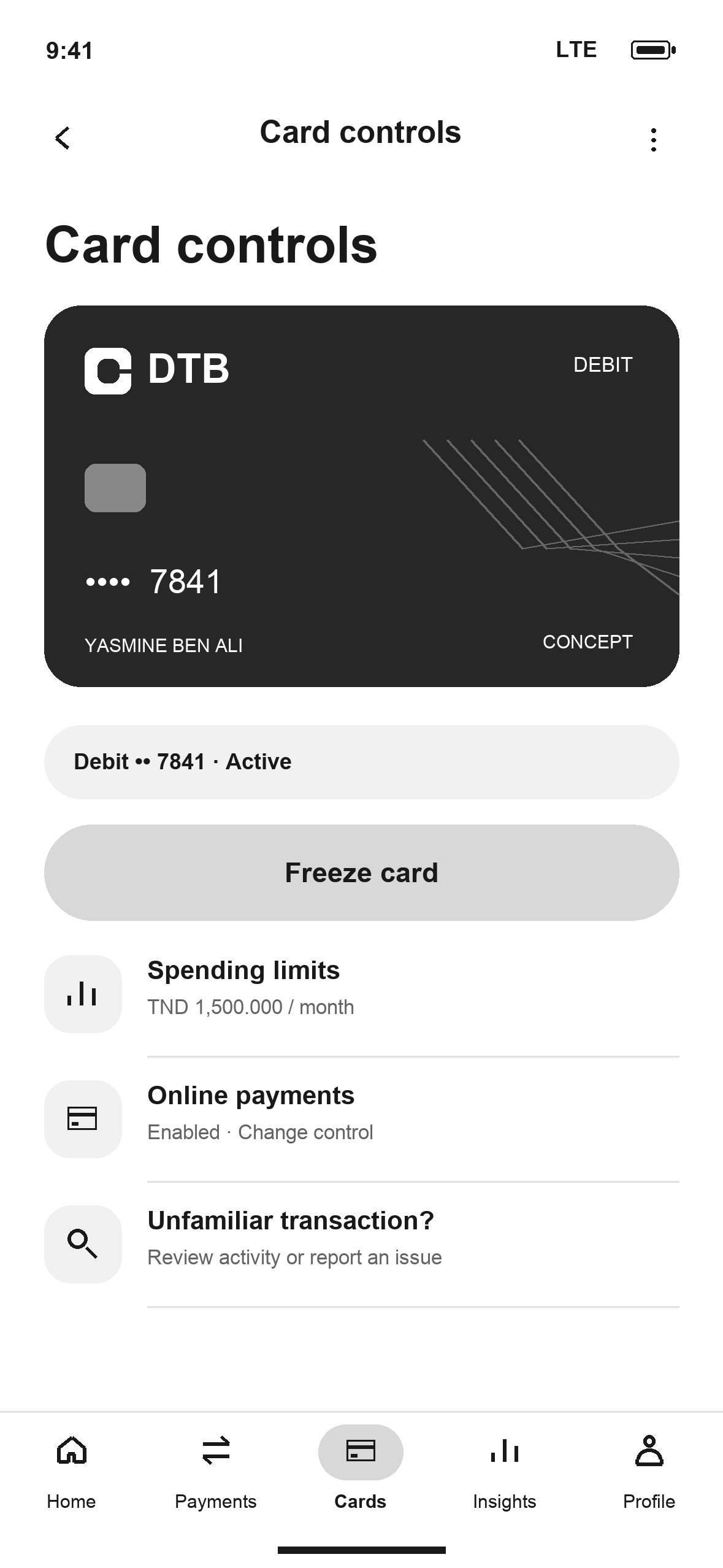 WF-20: DTB Card controls in English