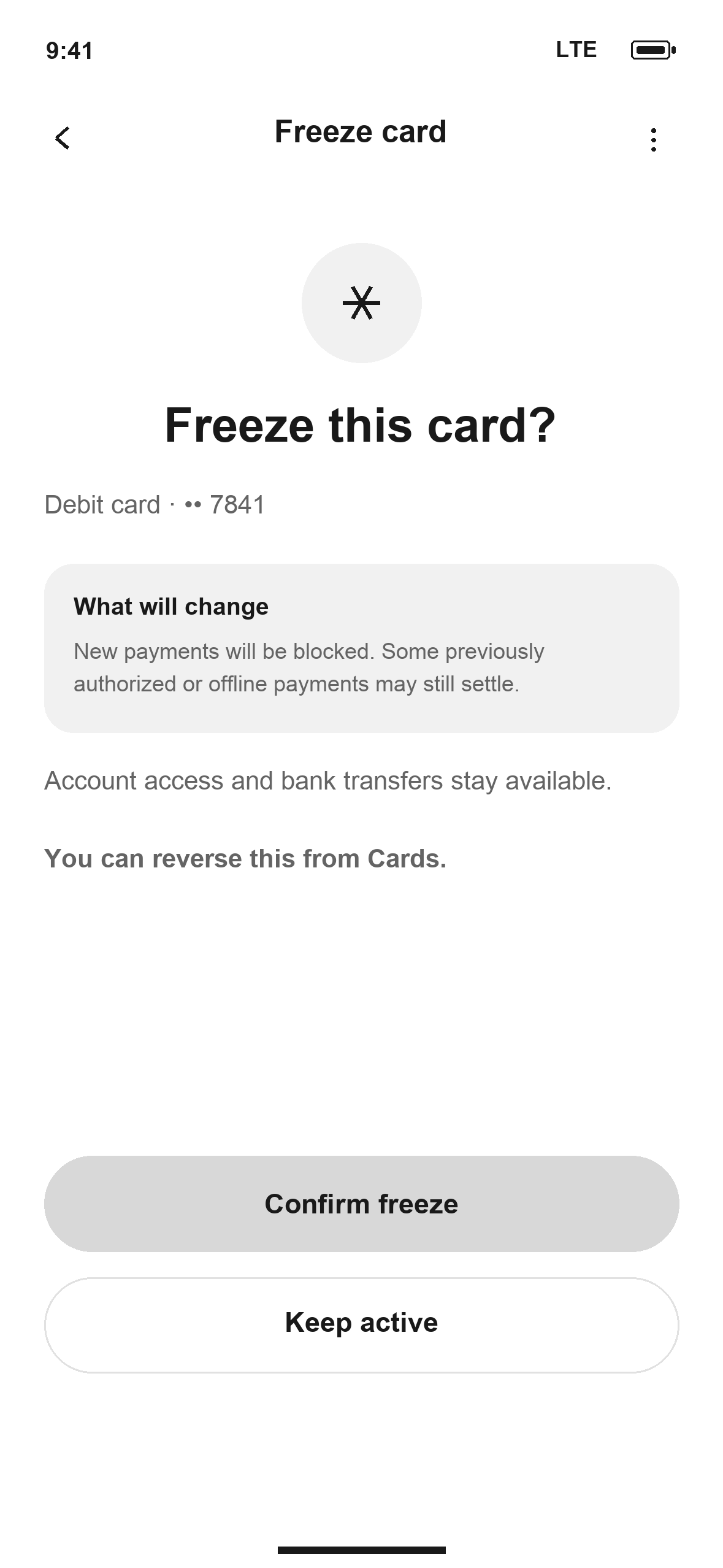 WF-21: DTB Freeze card in English