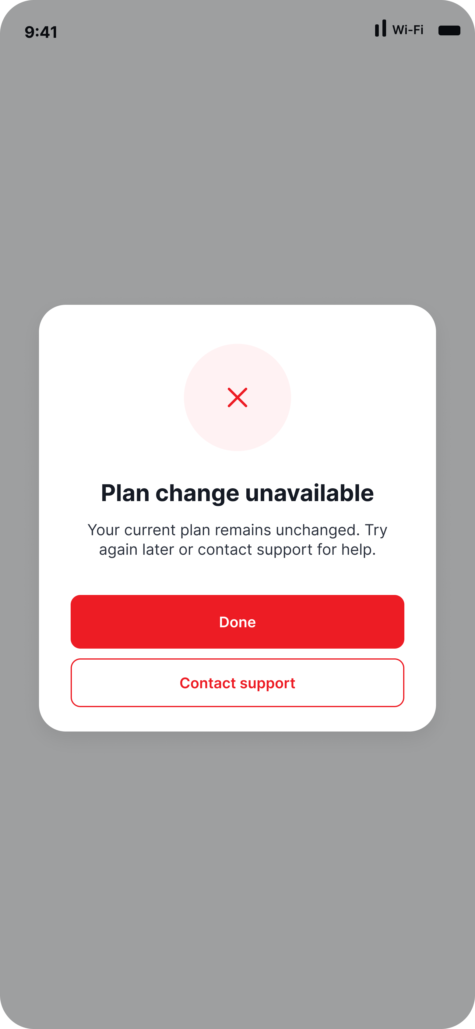 Failure concept / Account reassurance and support