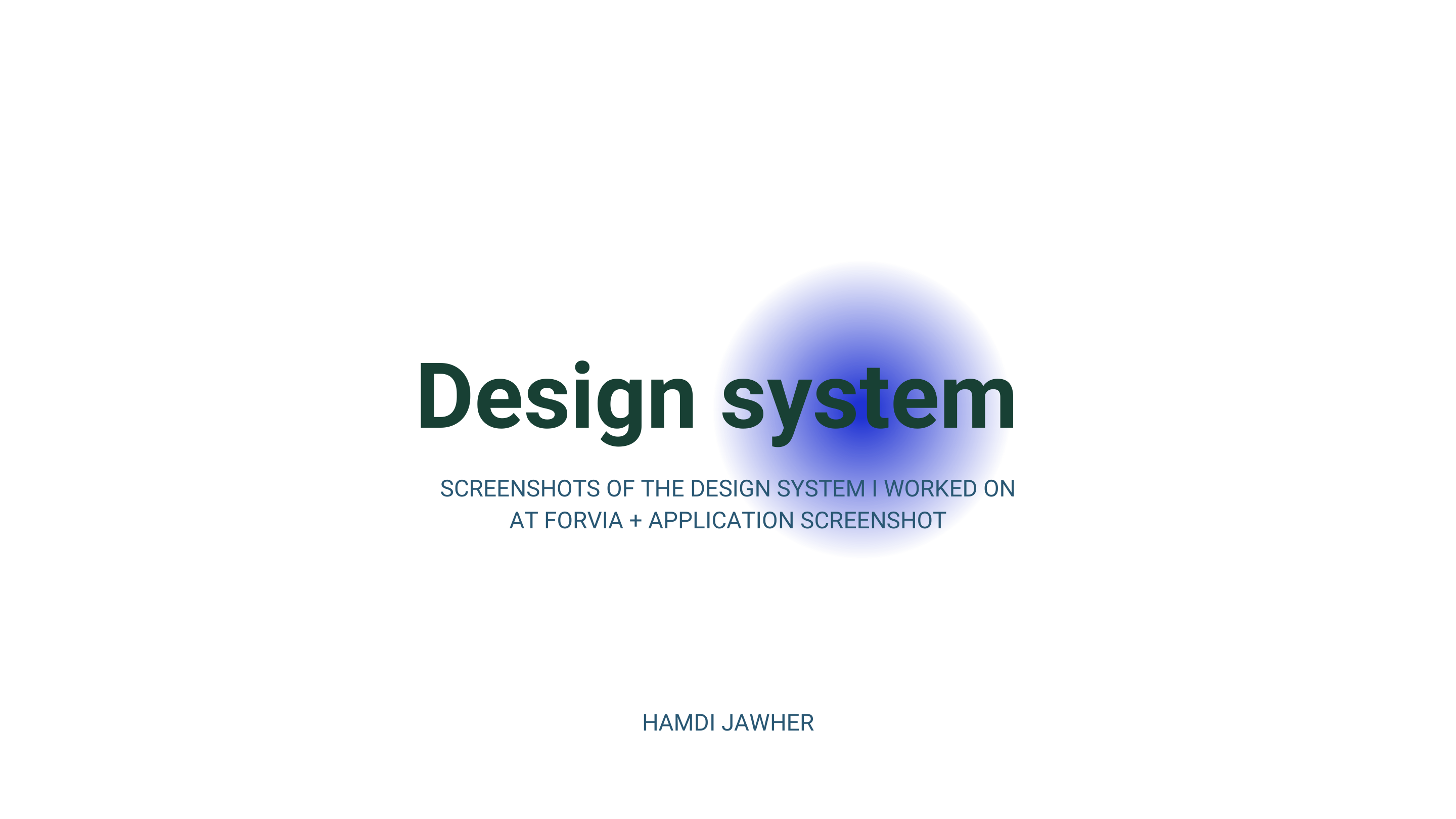 Cover page from the FORVIA Palantir design-system deck showing project framing.