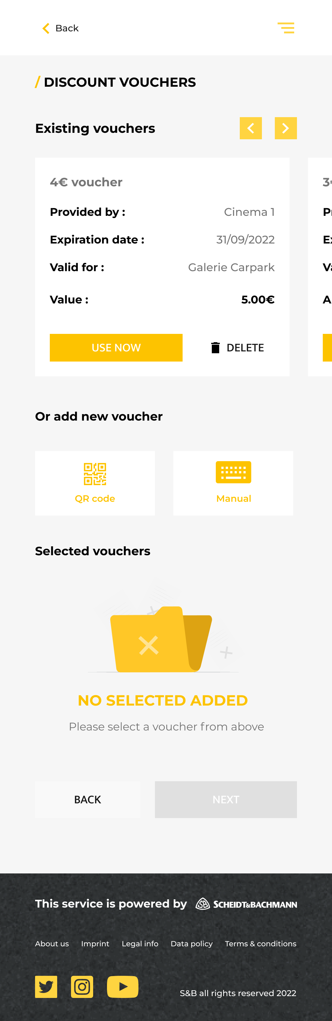 Vouchers / choosing or adding a discount