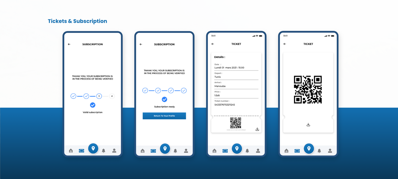 Transitun ticket and subscription use case screens from the original concept portfolio.